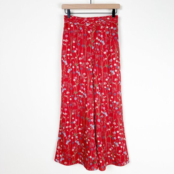 Anthropologie Floral Cropped Pants High Rise Trousers Wide Leg Dainty Romantic - Picture 5 of 13